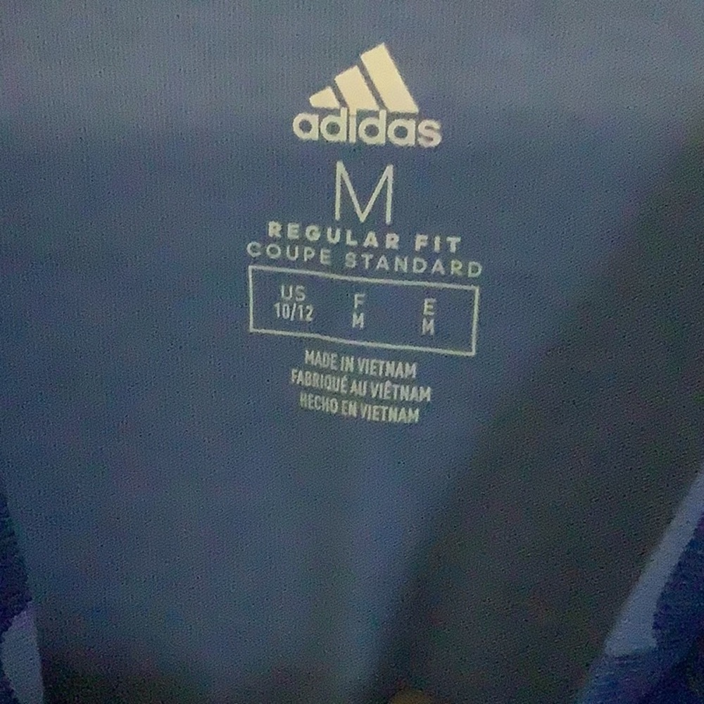 $5 or 4/$10: Adidas blue camo shirt, size medium (10/12) - Picture 2 of 4